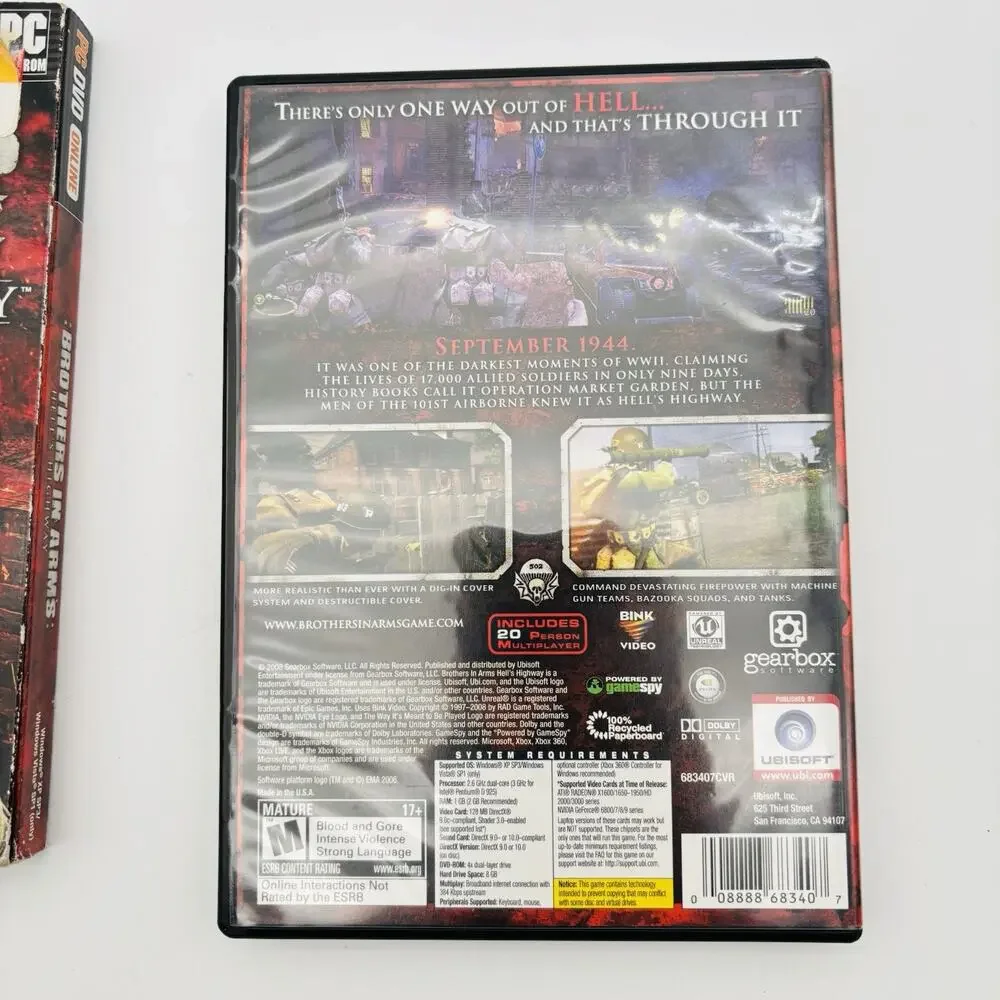 Brothers in Arms: Hell's Highway - PC - Complete w/ Case & Manual VG Condition